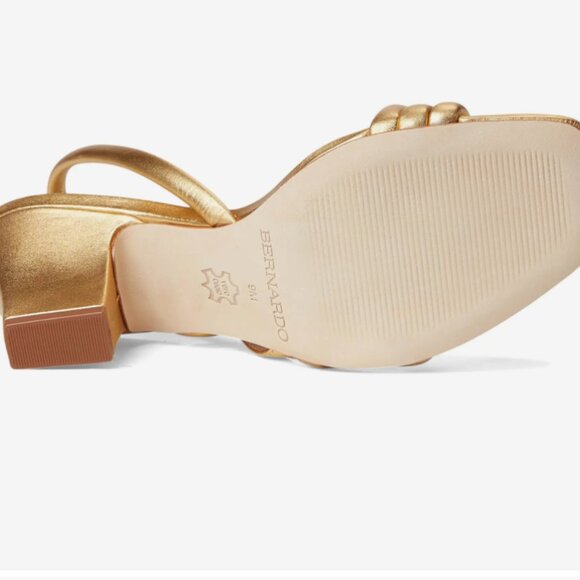 NEW BERNARDO Made In Brazil Patent Leather Naples Heels in gold  7256j3 - Picture 3 of 10